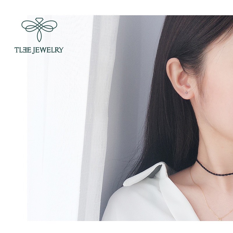 Khuyên tai bạc nữ TLEE hình khối mini xinh xắn TleeJewelry B0182