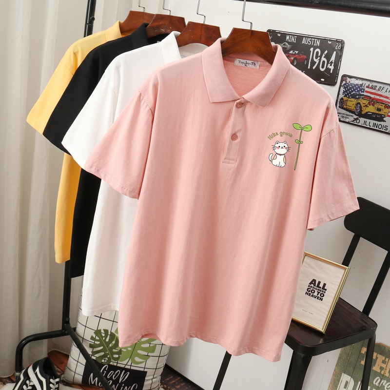 Áo Thun Polo Nam Nữ Form Rộng Chất Cotton Mềm Mát In Hình Chú Mèo Huy Vọng Cute  Lôi Cuốn Đỉnh Của Chóp TTQ0357