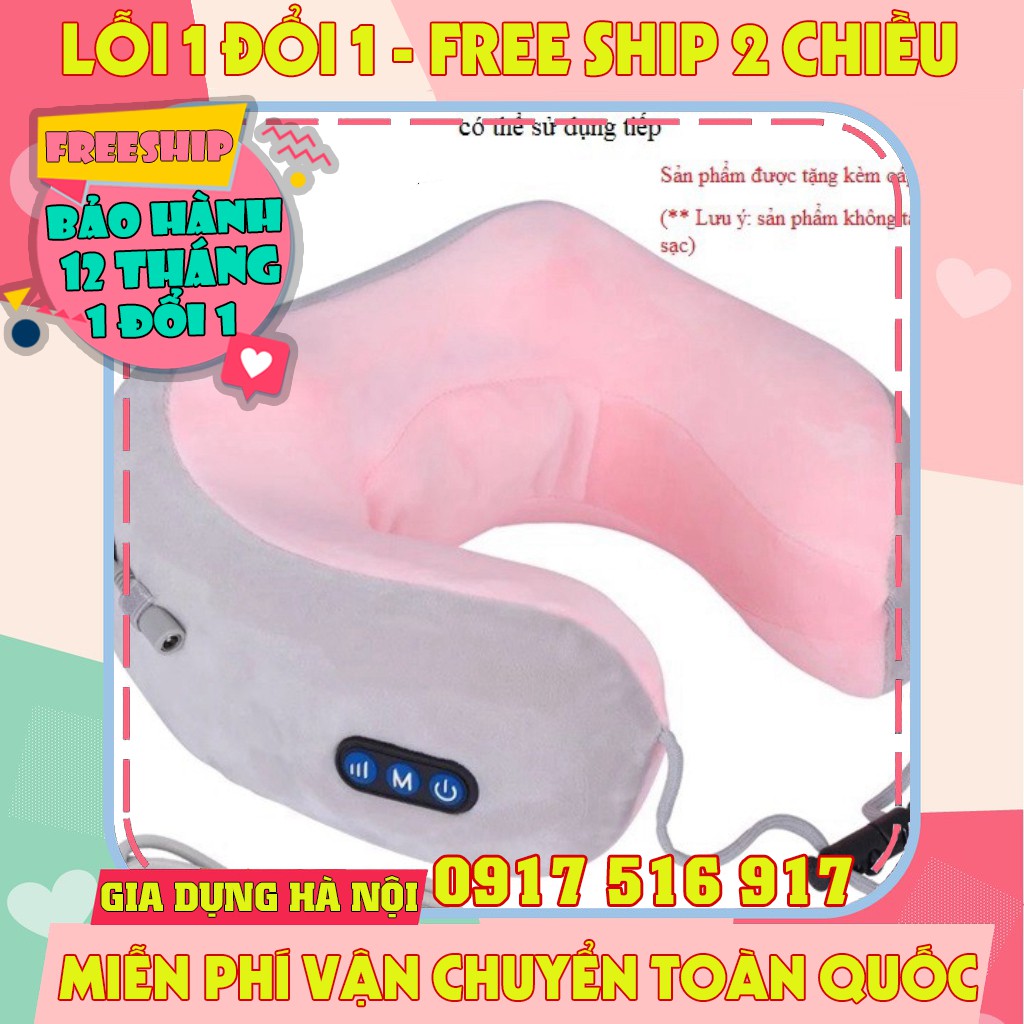 Gối massage cổ chữ U đa chức năng cao cấp CHÍNH HÃNG, Máy mát xa cổ vai gáy hiệu quả kiêm gối ngủ tiện lợi