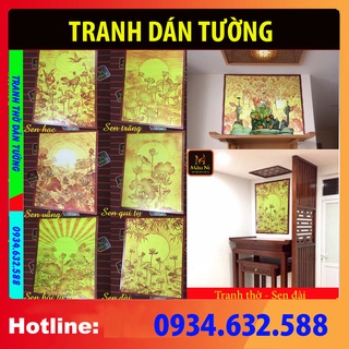 TRANH DÁN TƯỜNG Bàn thờ thần tài thổ địa [ cho bộ thần tài thổ địa ] - chọn - sen vầng