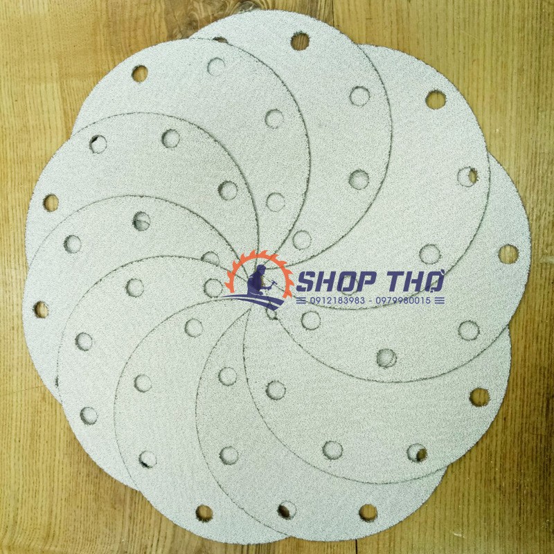 Giấy nhám tròn đế lông đường kính 150mm, set 10 tờ ( số nhám 80 đến 600)