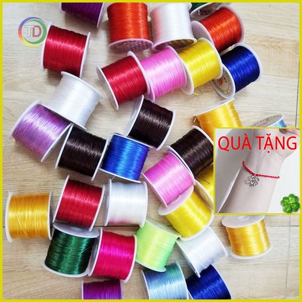 Dây xâu vòng chun co giãn cuộn 50 mét xâu vòng phong thủy, vòng handmade đủ màu mềm bền đẹp Tặng kim xâu - TD Store