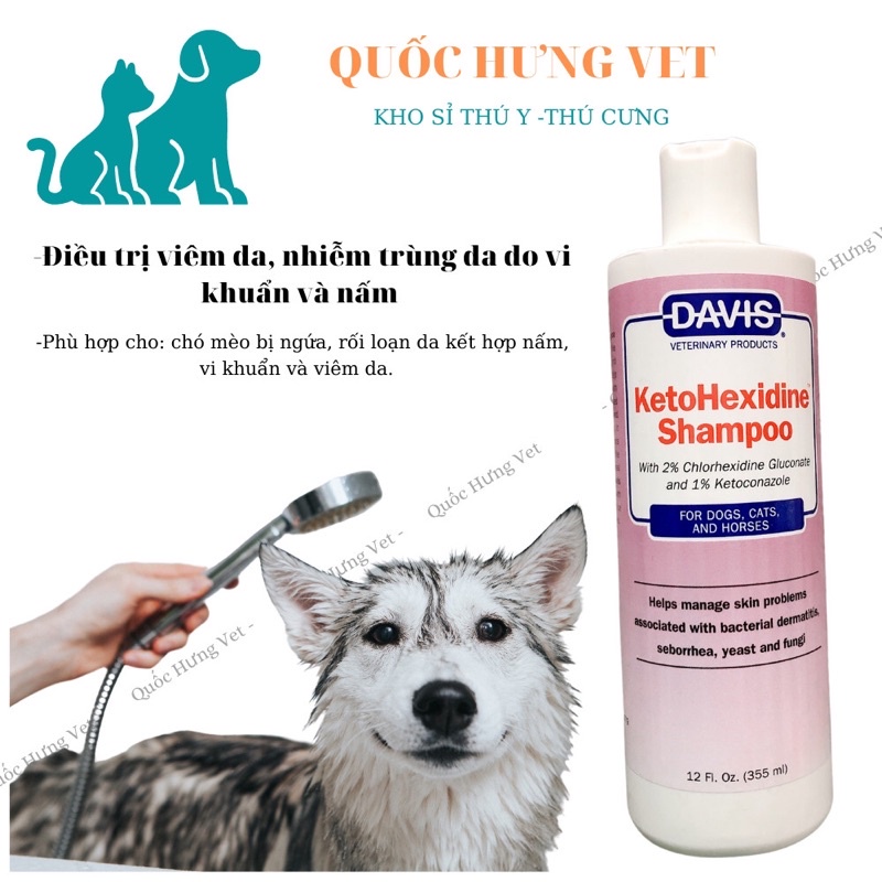 Dầu tắm cho chó bị viêm và nấm da ketohexidin của Davis Quốc Hưng Vet