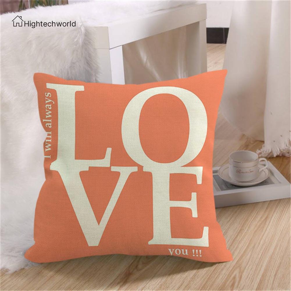 Hightechworld Linen Cushion Cover Love Throw Car Home Decor Pillow Case Valentines Day