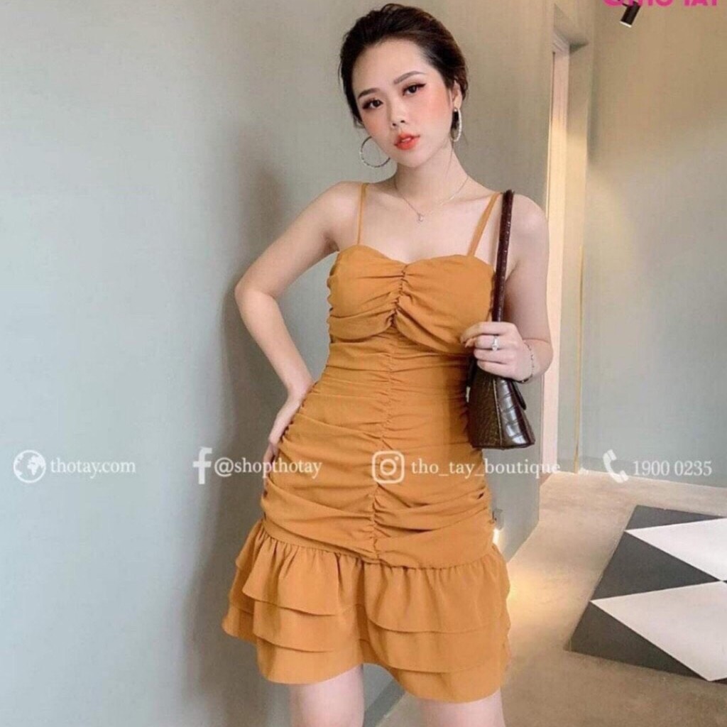 Váy đầm body nữ dự tiệc hai dây đuôi cá Amee