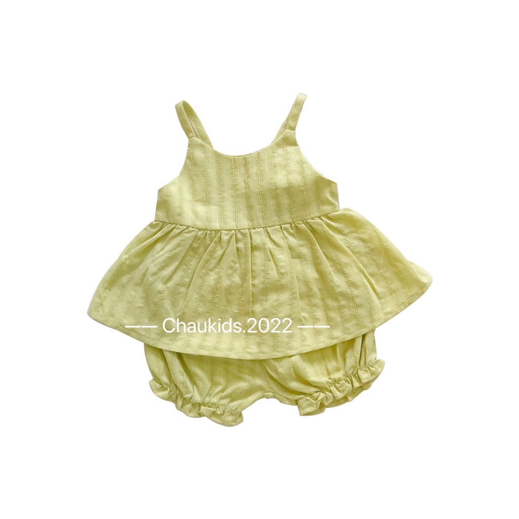 Bộ cộc tay bé gái, bộ quần áo thiết kế 2 dây chất thô boy siêu mát mẻ cho bé