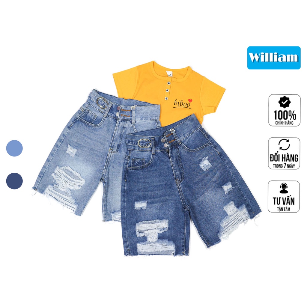 Quần jean ngố nữ rách gối vải jean denim đẹp dễ phối đồ William - AT168