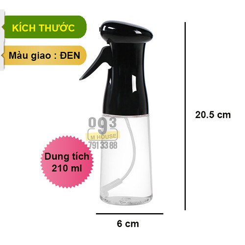 Chai Xịt Đựng Dầu Phun Sương, Bình Phun Nước Giấm 210 ml, Phụ Kiện Nồi Chiên Không Dầu