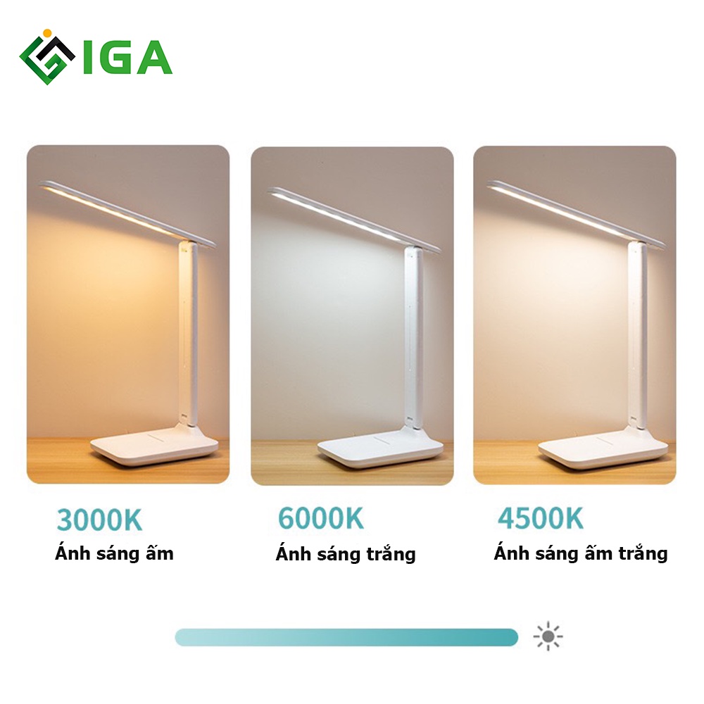 Đèn học để bàn chống cận tích điện cảm ứng 3 chế độ thương hiệu IGA  - GN36