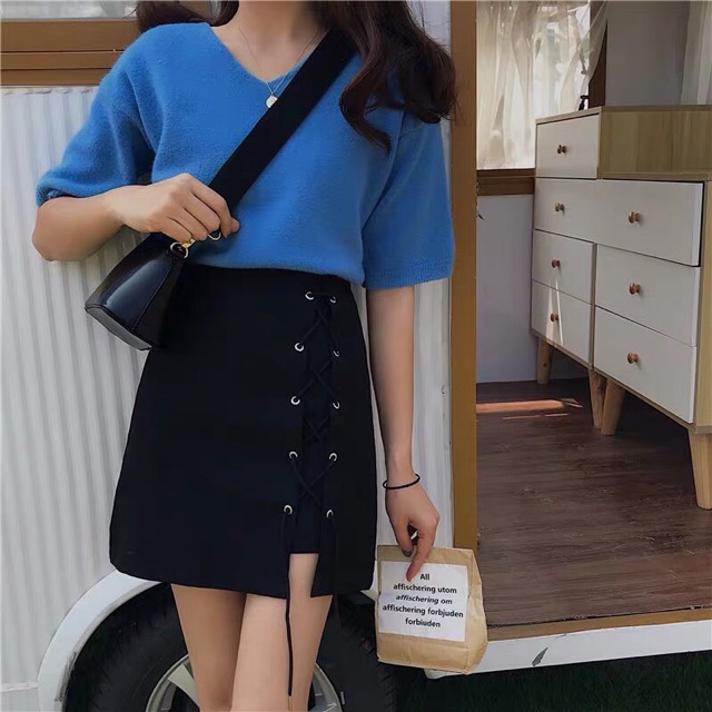 CHÂN VÁY CHỮ A RÚT DÂY MỘT BÊN | BigBuy360 - bigbuy360.vn