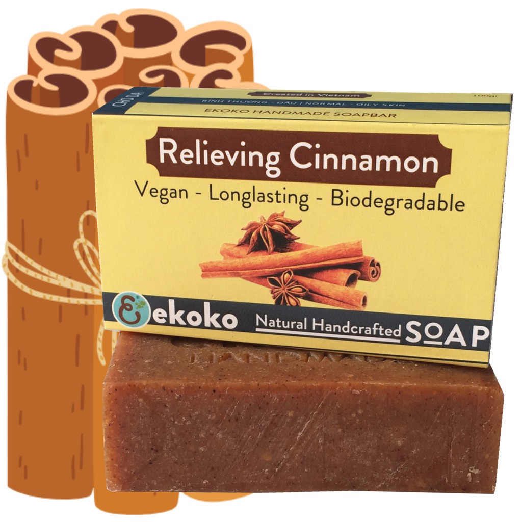 Xà Phòng Handmade Hương Quế Relieving Cinnamon, Xà Bông Handmade, Nguyên Liệu Tự Nhiên, Bảo Vệ Và Giúp Da Sáng Khỏe