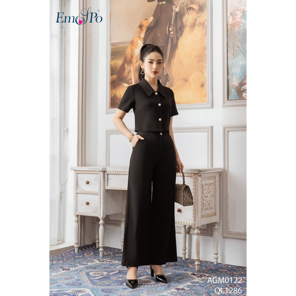 Quần suông Emspo cạp bản to, cài cúc QL1286