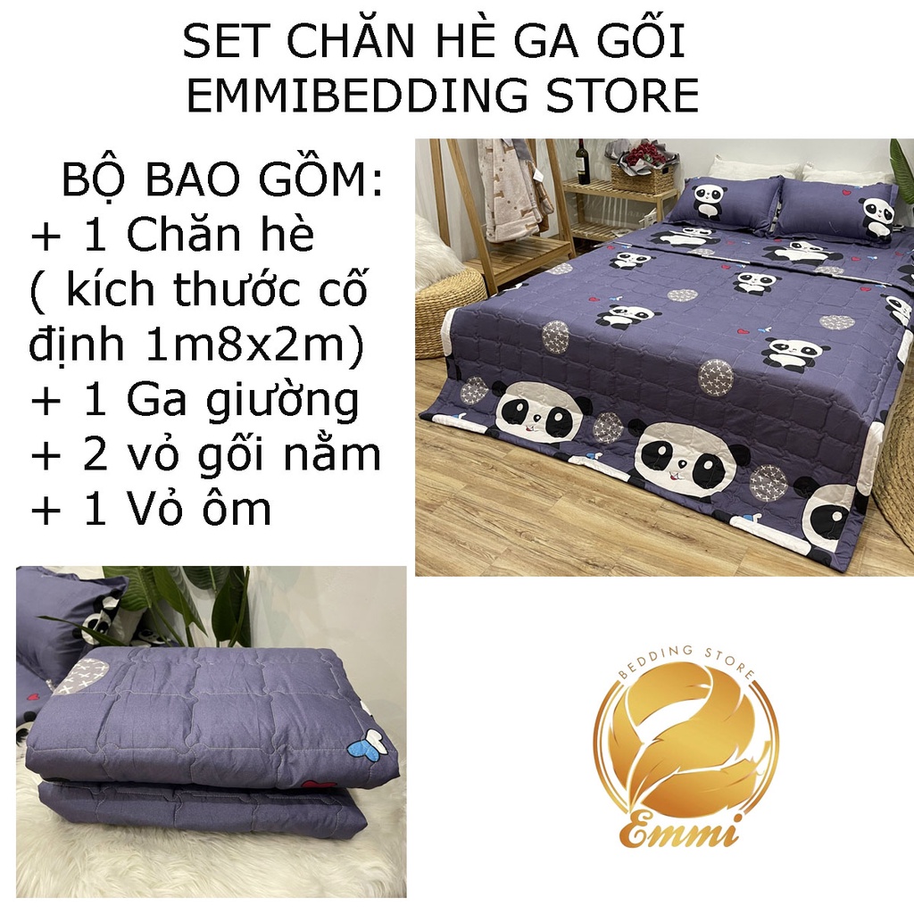 Set ga gối chăn hè chần bông 5 món Cotton poly Emmibedding Store