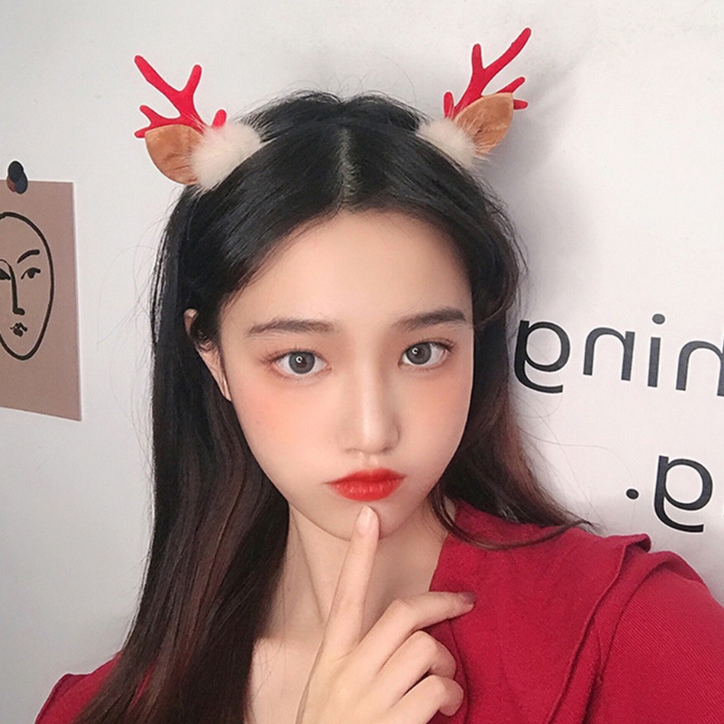 Băng Đô Cài Tóc Hình Sừng Tuần Lộc Giáng Sinh Dễ Thương
