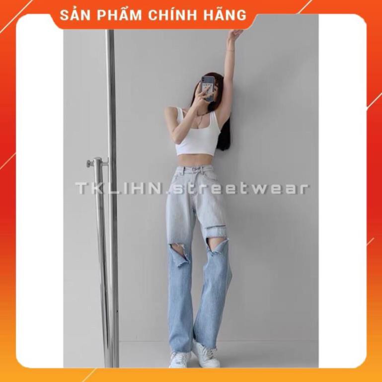 ULZZANG (SẴN) Quần jeans ulzzang ống rộng loang 2 màu rách gối cá tính FASHIONITA 2021 KÈM ẢNH THẬT CUỐI -pc1