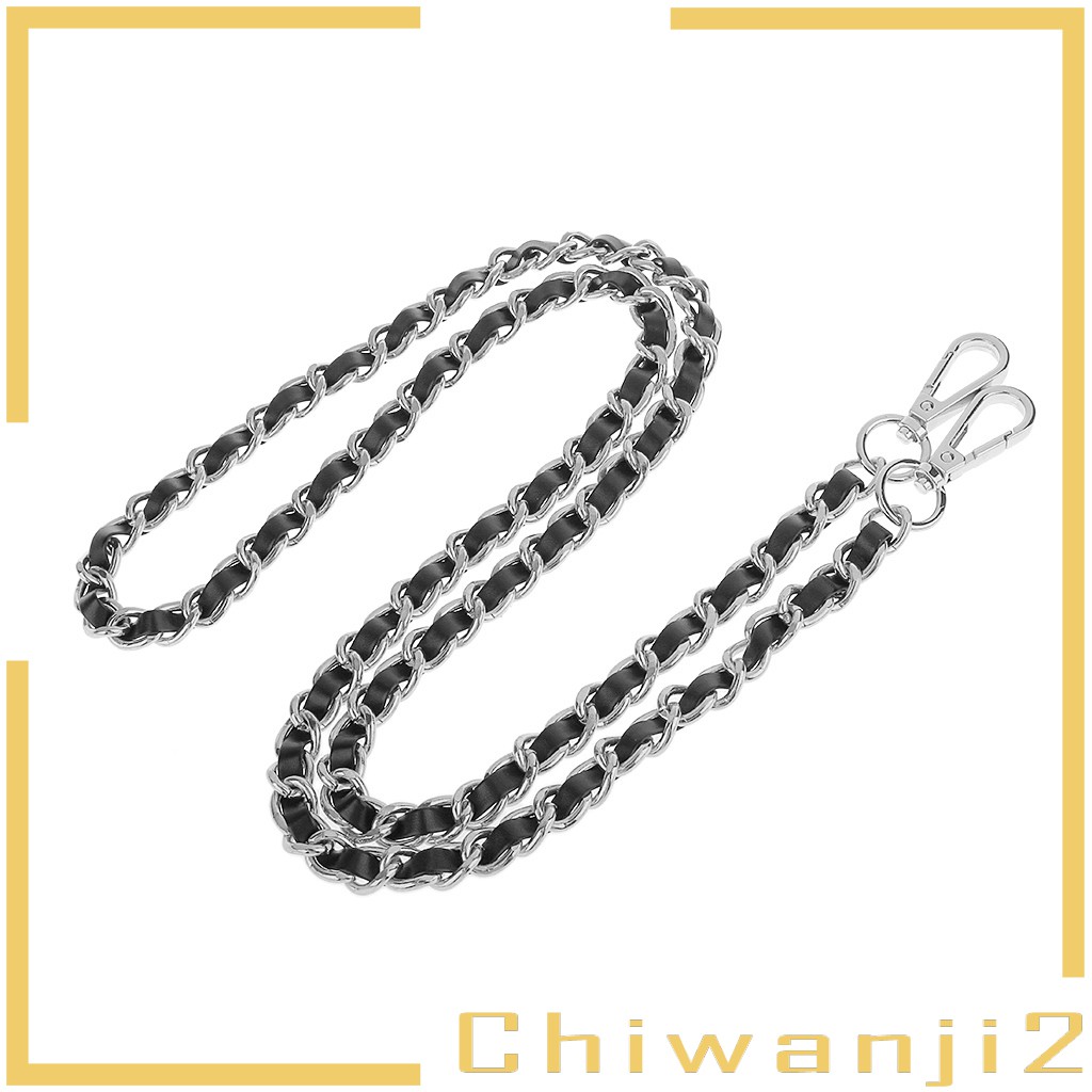[Chiwanji2] Dây Xích Đeo Túi Xách Bằng Da Kim Loại Màu Xám + Đen