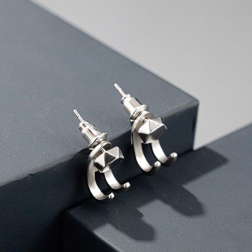 Bông tai vòng mạ màu họa tiết hình học cá tính phong cách Hàn Quốc dành cho nam