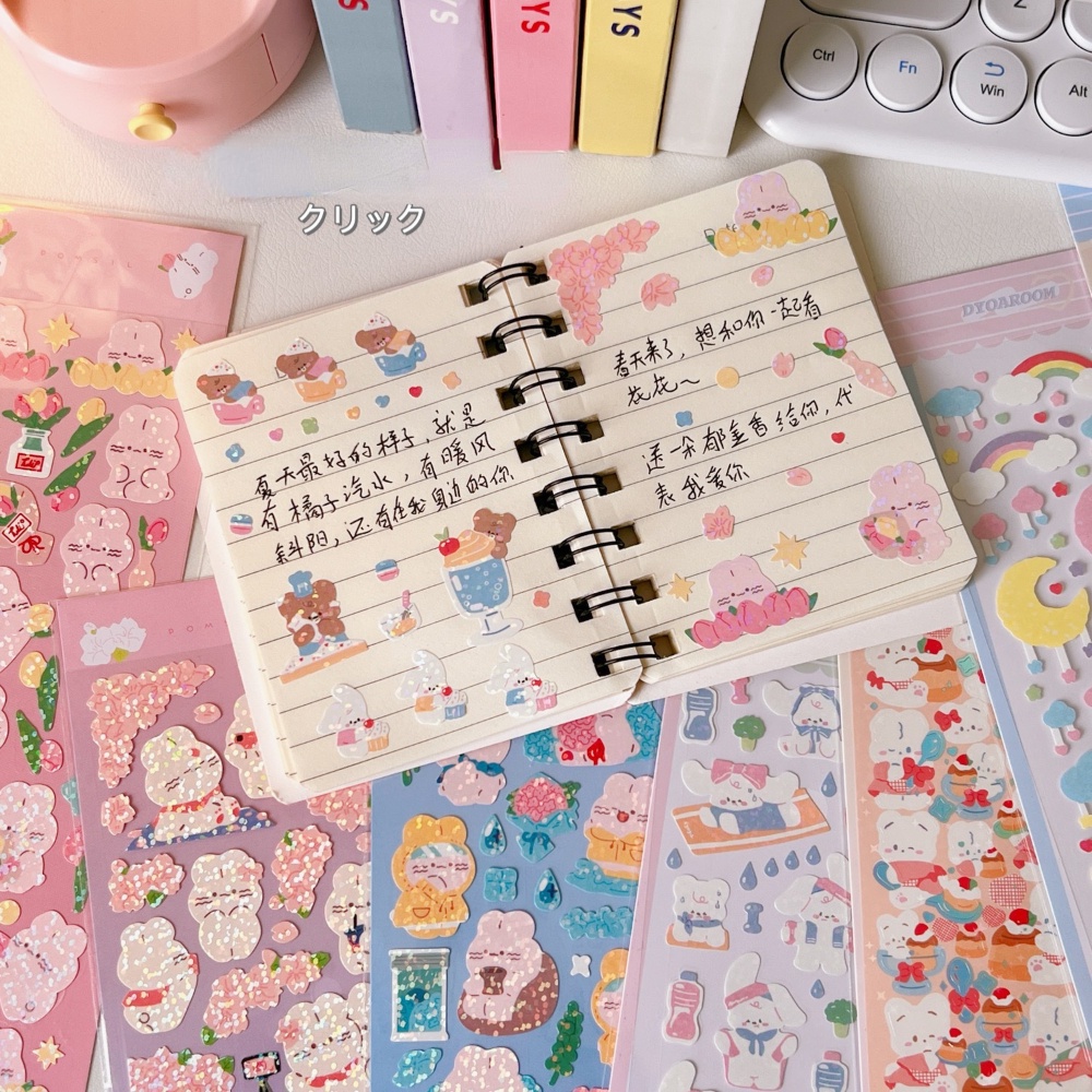 Sticker Dán Trang Trí Sổ Tay Hình Gấu Hoạt Hình Dễ Thương DIY