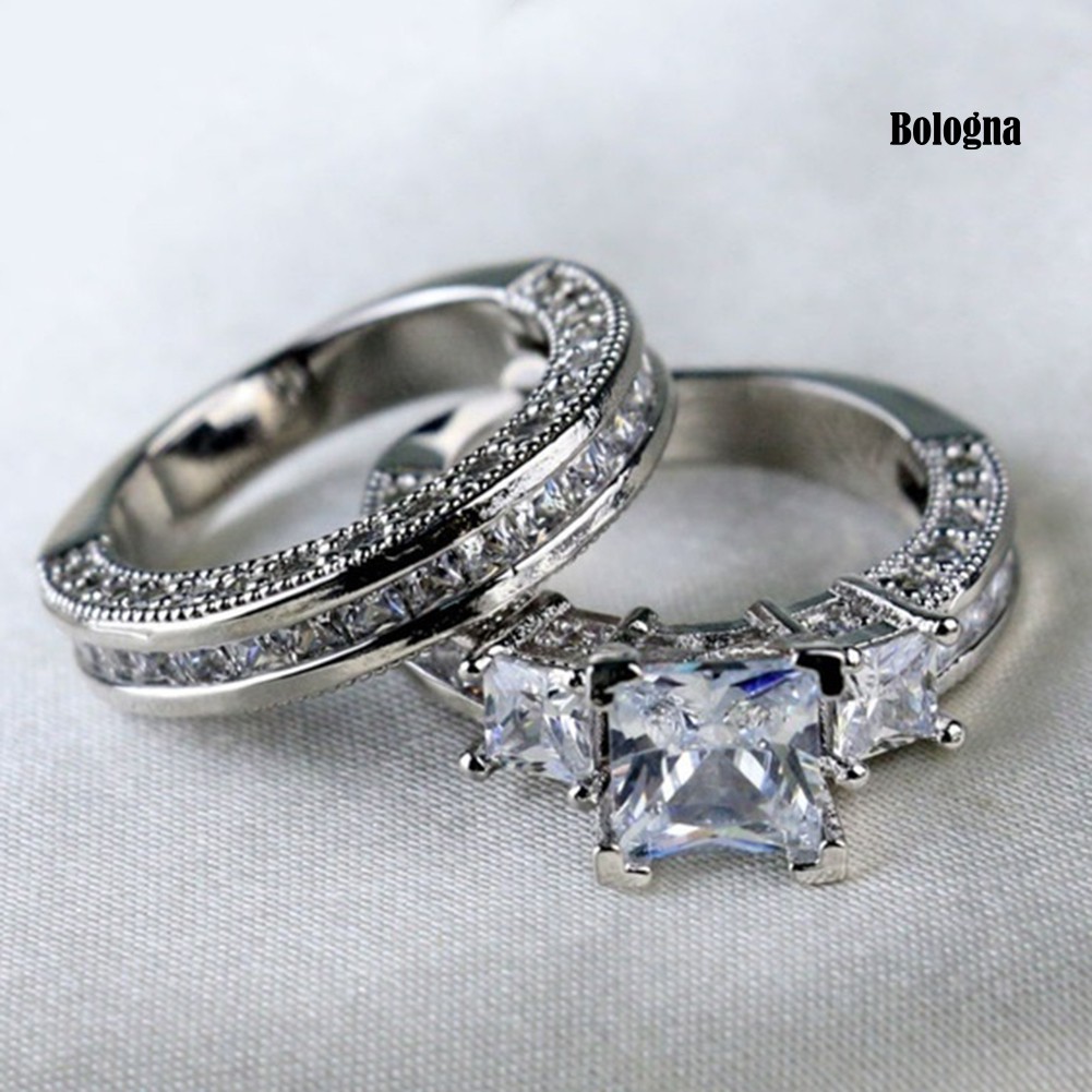 Bộ 2 Nhẫn Đính Hôn Đính Đá Cho Nữ