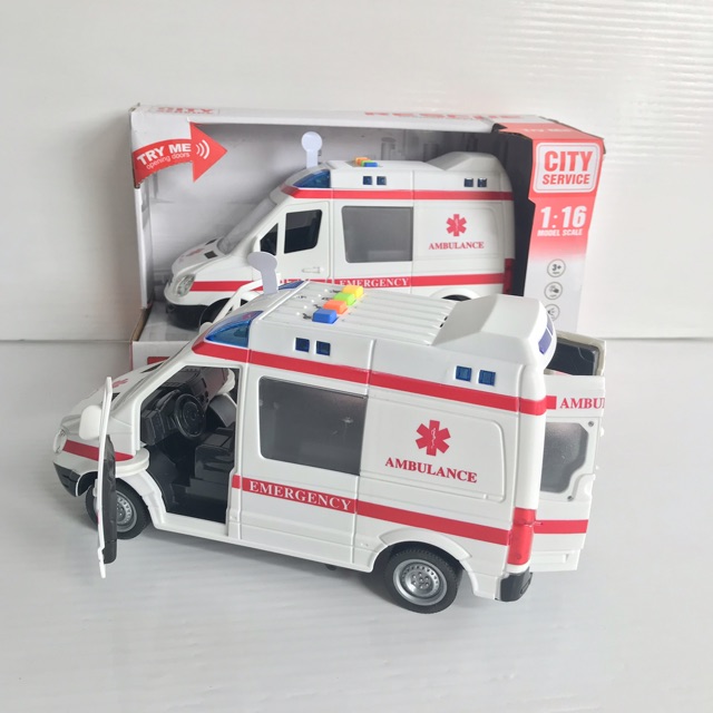 Xe cấp cứu có đèn và âm thanh tỷ lệ 1:16