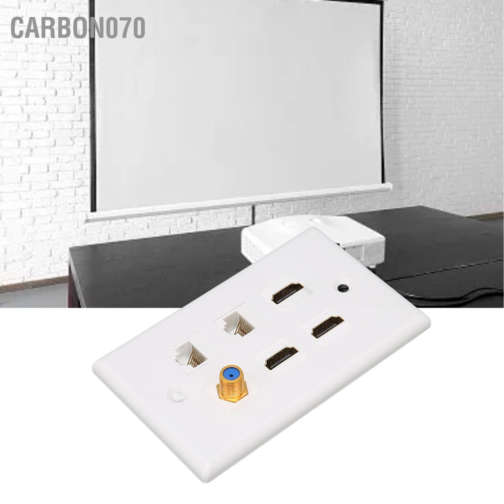Carbon070 HD Multimedia Interface Wall Plate 6 Ports TV F Head CAT6 Network AV for Home