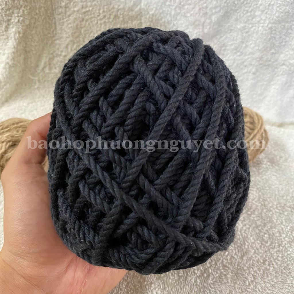 [Ảnh thật] Dây thừng cotton màu đen size 3mm và 5mm thắt Macrame