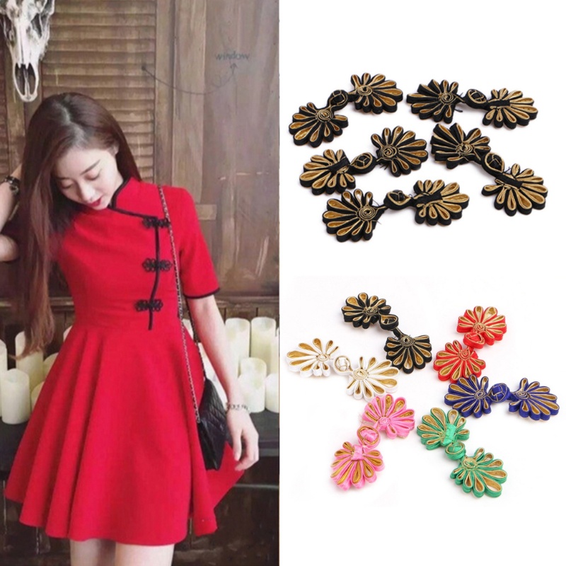 10 Cặp Nút Thắt Thêu Hình Hoa Phong Cách Trung Hoa