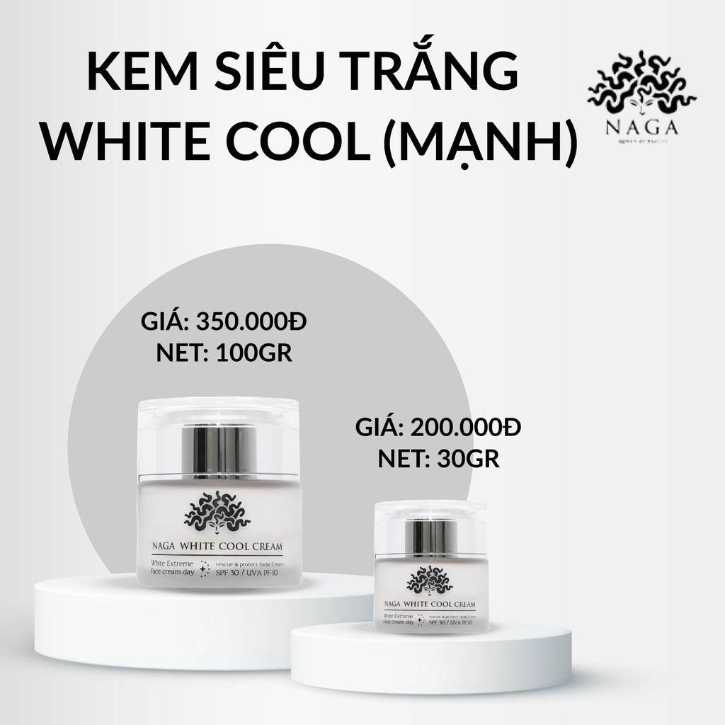KEM DƯỠNG ẨM DƯỠNG TRẮNG DA NAGA WHITE COOL 30GRAM, 100GRAM