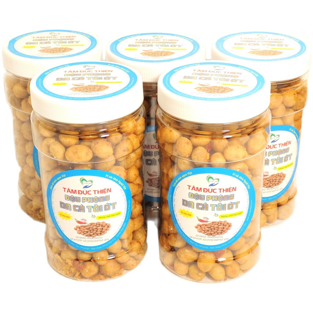 [Mã BMBAU50 giảm 7% đơn 99K] Combo 5 Hộp Đậu Phộng Da Cá Tỏi Ớt- Hộp 210GR Tâm Đức Thiện