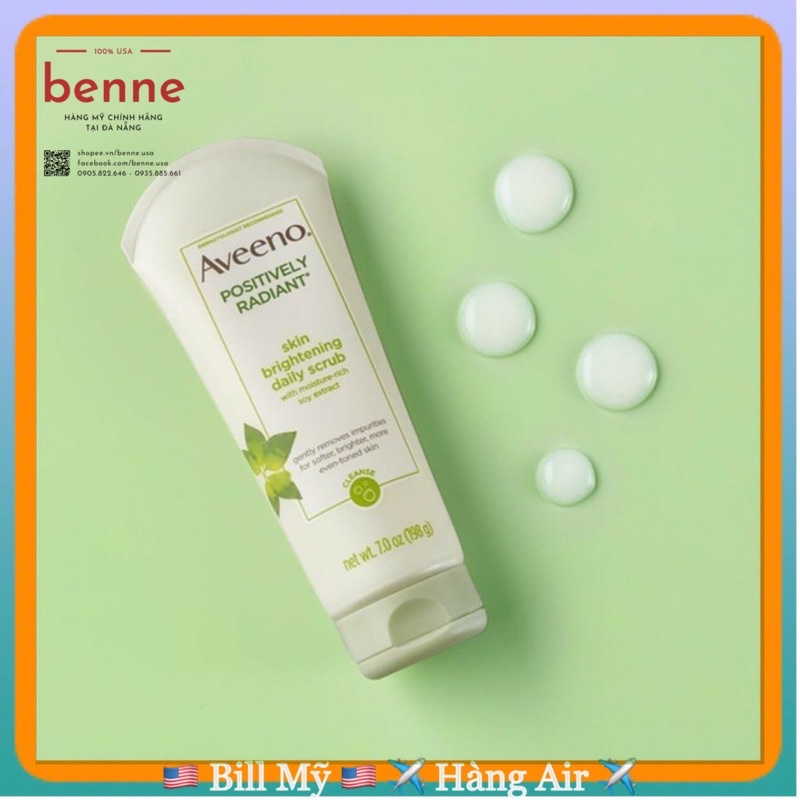 Sữa rửa mặt hạt cát tẩy tế bào chết Aveeno Positively Radiant của Mỹ