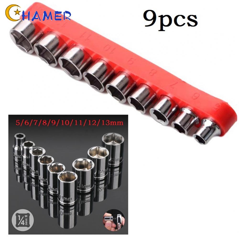 CHAMER- ~9pcs 1 4 inch Drive 513mm Hex Bit Metric Socket Wrench Head Nut Removal Tool hNxHjKqu eZoaFbY