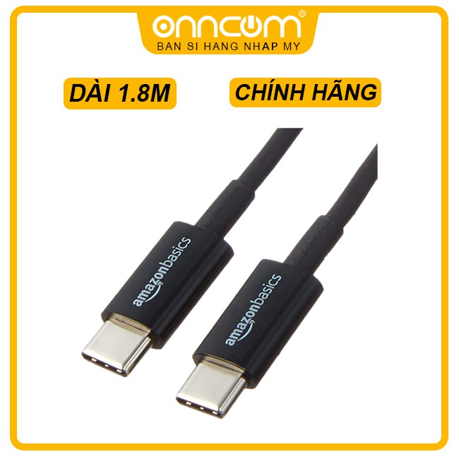 Dây cáp AmazonBasics USB Type-C to USB Type-C 2.0 Cable - dài 1.8 M - Đen