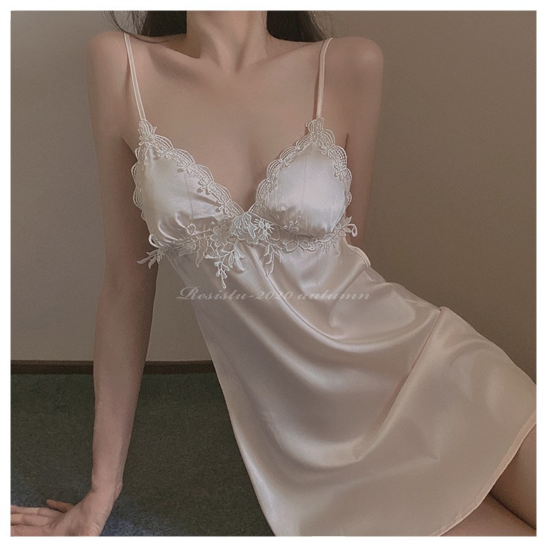 (M.67) Váy ngủ lụa sexy có mút ngực cao cấp Đầm mặc nhà gợi cảm quyến rũ