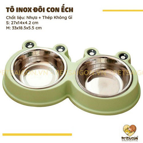 TÔ INOX ĐÔI CON ẾCH CHO CHÓ MÈO