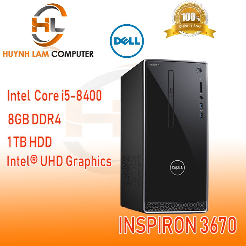 [Mã ELMSHX03 hoàn 6% xu đơn 2TR] Máy tính bàn Dell Inspiron 3670 chính hãng FPT phân phối Core i5-8400 8GB DDR4