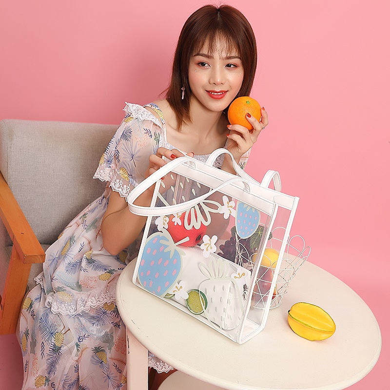 IELGY Túi Đeo Vai Cỡ Lớn Màu Trong Suốt Thời Trang Cho Nữ