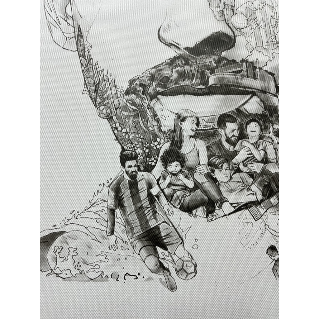 Tranh Canvas Lionel Messi bản trắng đen - Cầu thủ bóng đá - Tranh bóng đá - Tranh treo tường