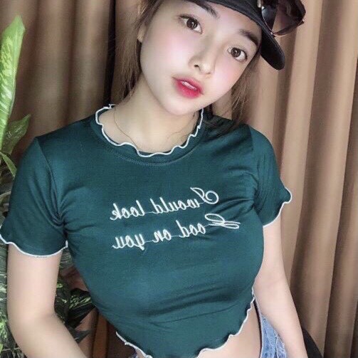Áo croptop viền bèo thêu chữ 5 màu thun lạnh mềm mịn LIKANO CRT58