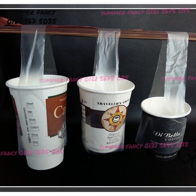1kg Túi chữ T đựng trà sữa, cà phê, sinh tố ly nắp cầu - Plastic bag milk tea coffee take away