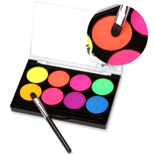 Bảng Màu Sơn Vẽ Cơ Thể 8 Màu Dạ Quang UV Cho Tiệc Halloween