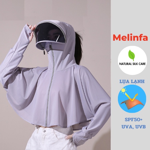 Áo chống nắng nữ kèm kính mát dáng lửng xòe rộng thời trang, chống tia UV UPF50+ mã VAA0302