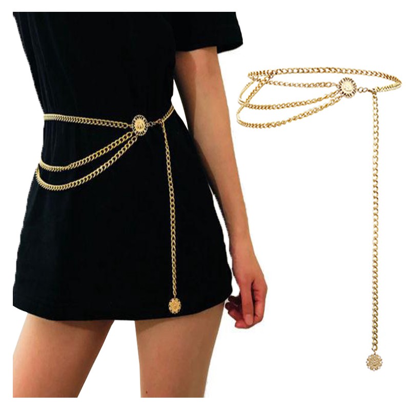 Thắt lưng dây xích kim loại phong cách boho dành cho nữ