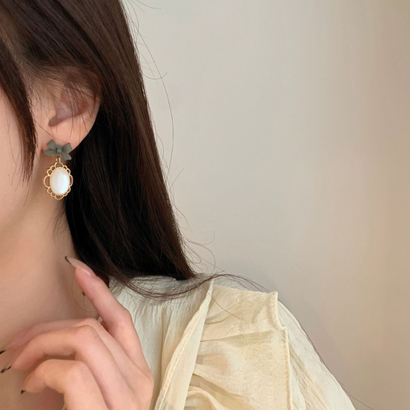 Bông Tai Hình Nơ Đính Đá Opal Cao Cấp Thời Trang Sang Trọng Dành Cho Nữ 2022