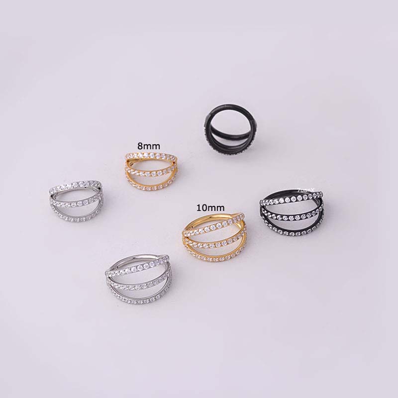1 Cái 3 Khuyên Tai Tròn Bằng Thép Không Gỉ 16G