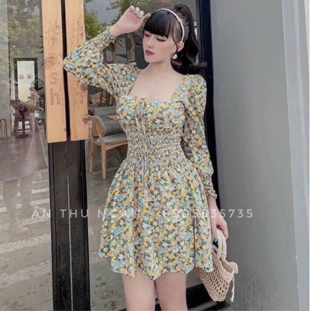 Đầm hoa lụa nhí vintage bo eo siêu xinh form dáng y hình Bảng màu thật ảnh cuối | BigBuy360 - bigbuy360.vn