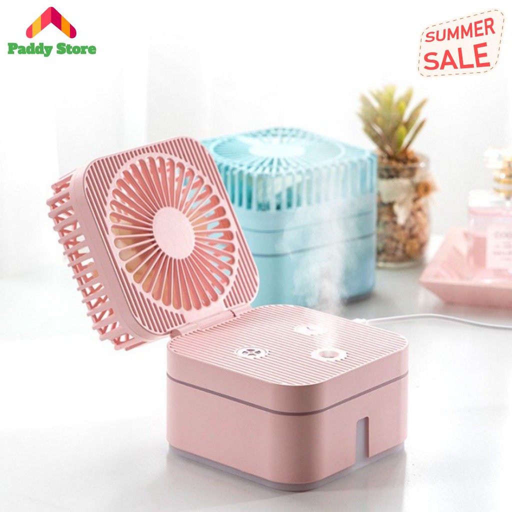 ⚡[CHỈ 1 NGÀY]-Quạt phun sương mini để bàn gấp gọn kiêm đèn ngủ Magic Cube 3 tốc độ tiện lợi hơn quạt mini cầm tay