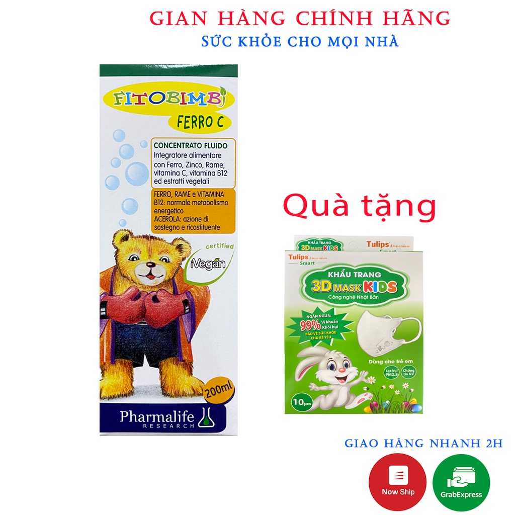 [Mã 159FMCG giảm 7% đơn từ 500K] Fitobimbi Ferro C.Bổ Sung Sắt,Kẽm,Vitamin C.Tăng Đề Kháng,Bổ Máu Cho Bé