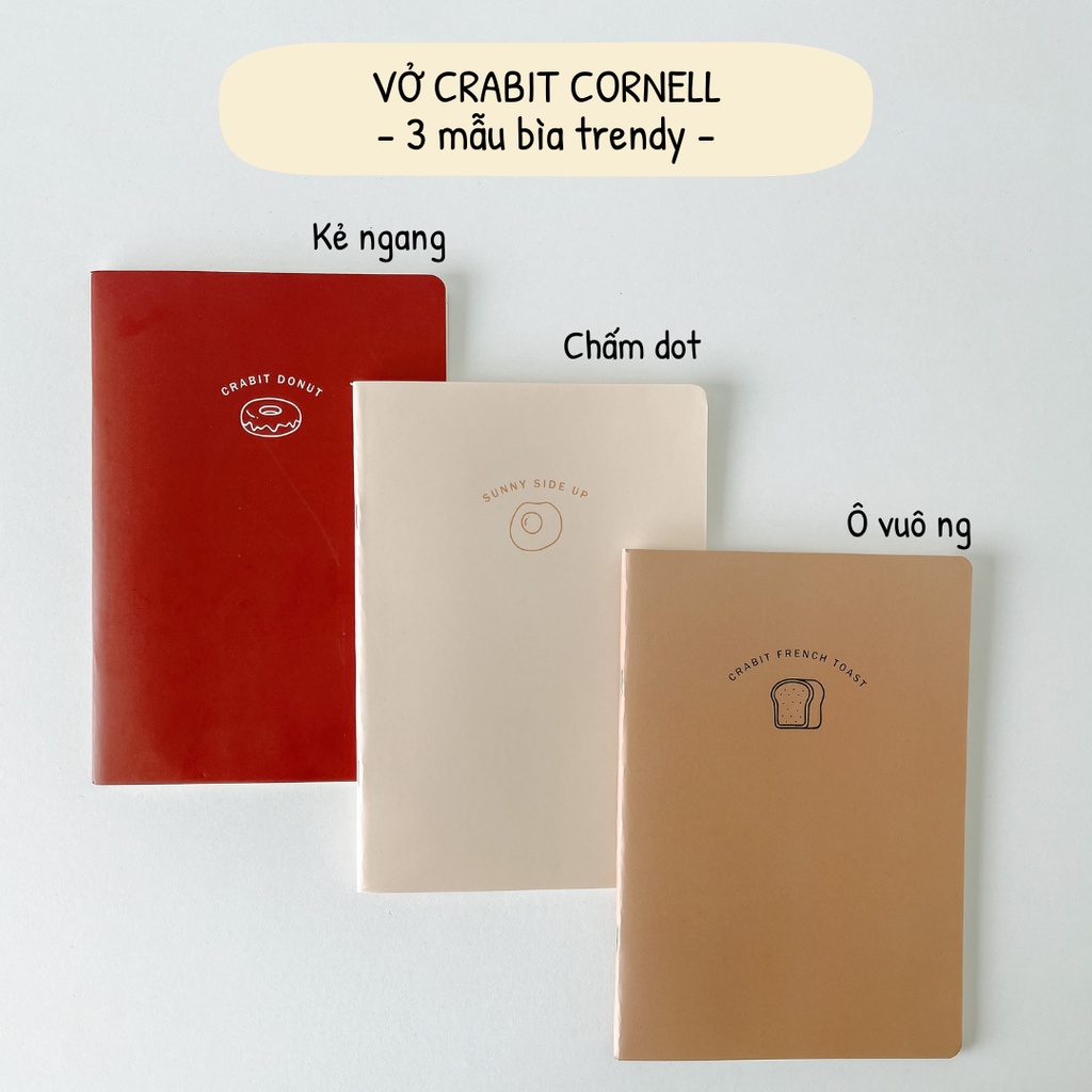 [Mã LIFEB04ALL giảm 10% tối đa 15K đơn 0Đ] Vở cornell 120 trang Crabit Food, vở cornell chấm dot, ô vuông, kẻ ngang