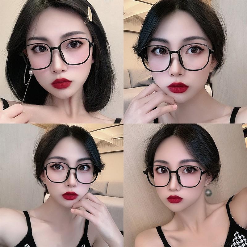 Korean Style Women Retro Net Red Trend Irregular Frame Transparent Flat Mirror Eyewear