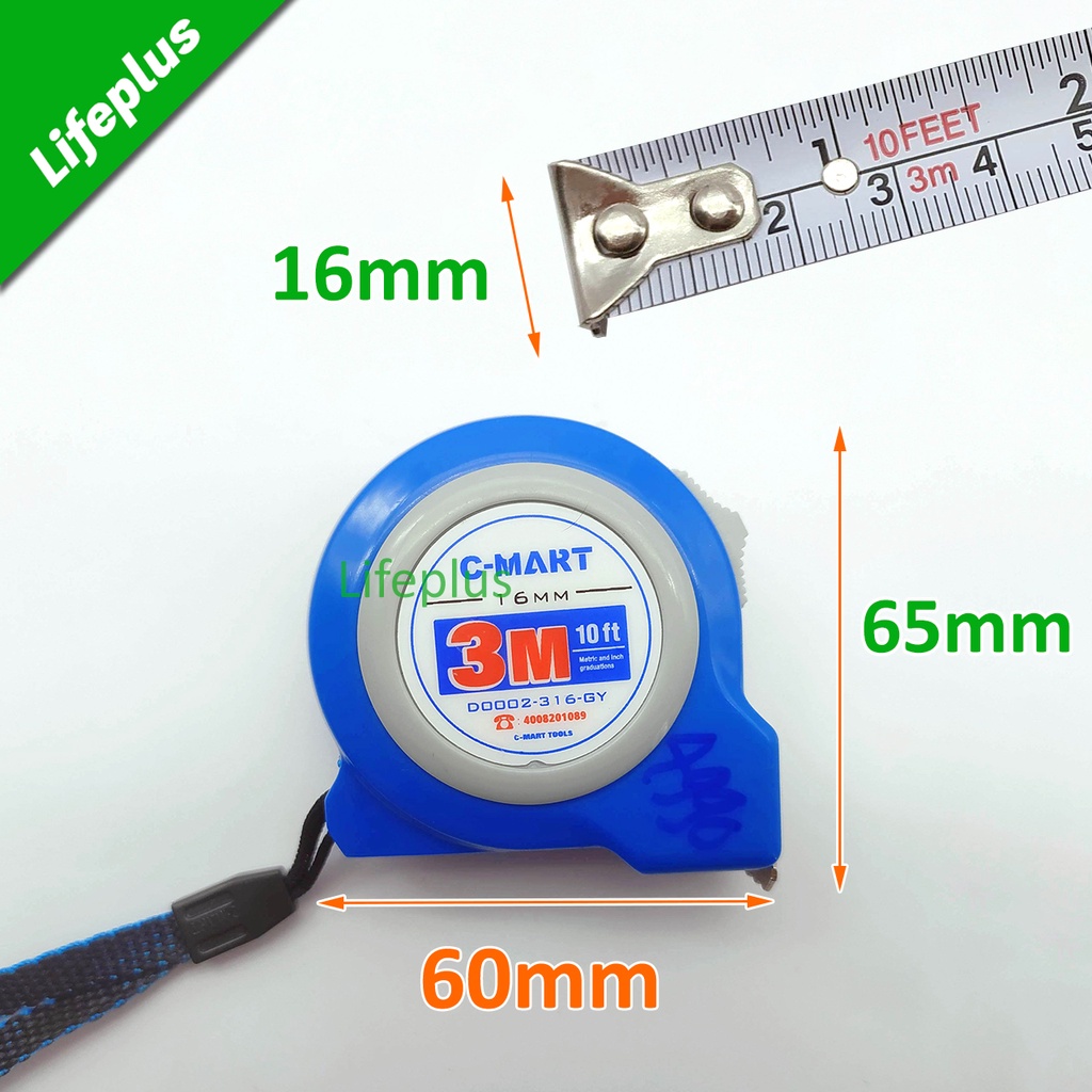 Thước cuộn Cmart 3m khổ 16mm D0002-316 Đài Loan